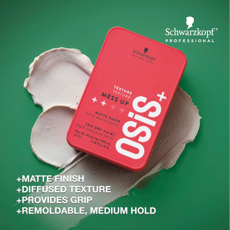 OSiS+ Mess Up Matte Texture Paste, 3.38 oz â€“ Medium Hold, Dry Moldable Styling Paste - Flexible & Reworkable Styling for Defined and Messy Hair Looks - Image 2