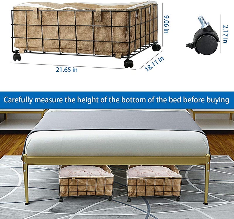 INDIAN DECOR 45899 Under bed Storage Box with Wheels Rolling Under bed Storage Containers 15Gallon Large Capacity Storage Bin for Clothing Quilts Bedding Blankets Shoes Brown  - Image 3