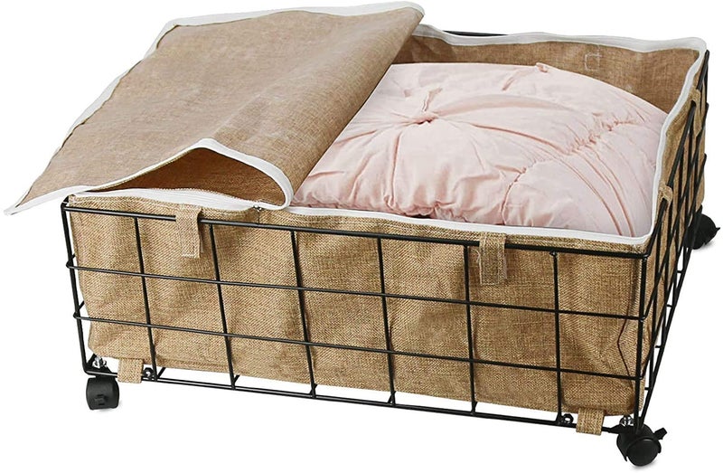 INDIAN DECOR 45899 Under bed Storage Box with Wheels Rolling Under bed Storage Containers 15Gallon Large Capacity Storage Bin for Clothing Quilts Bedding Blankets Shoes Brown  - Image 1