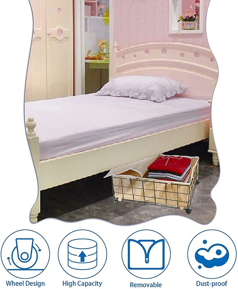 INDIAN DECOR 45899 Under bed Storage Box with Wheels Rolling Under bed Storage Containers 15Gallon Large Capacity Storage Bin for Clothing Quilts Bedding Blankets Shoes Brown  - Image 4