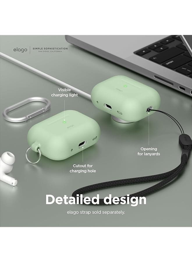 Elago Eapp2Sc Hang Pgr Silicone Case With Keychain For Airpods Pro 2 Pastel Green - Image 4