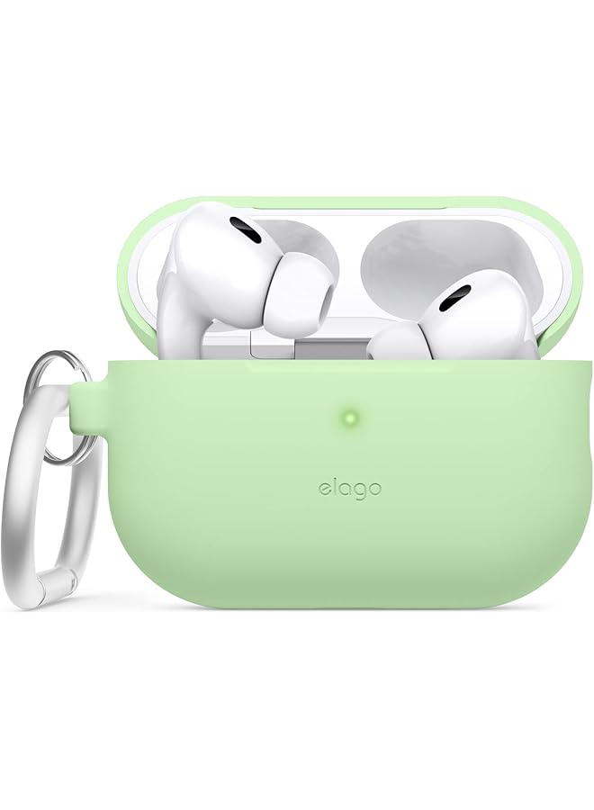 Elago Eapp2Sc Hang Pgr Silicone Case With Keychain For Airpods Pro 2 Pastel Green - Image 1