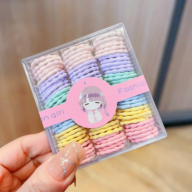 Generic New 90 childrens seamless small rubber band candy color baby hair ring cute high stretch hair wholesale 15-45 Spring lotus root 90/box