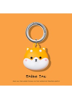 For Apple Airtags Tracker Anti-Lost Device Locator Hook Soft Airtag Protective Case Cartoon Silicone-Color:Airtags Cartoon Protective Case-shiba Inu+circle