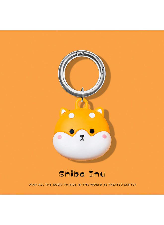 Generic - For Apple Airtags Tracker Anti-Lost Device Locator Hook Soft Airtag Protective Case Cartoon Silicone-Color:Airtags Cartoon Protective Case-shiba Inu+circle - Image 1