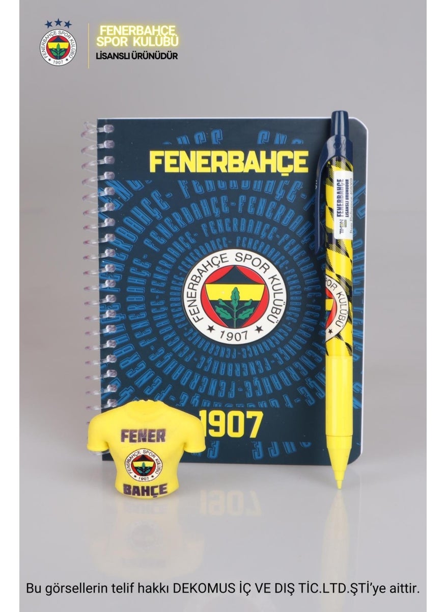 Fenerbahçe - Licensed Notepad, Pen 0.7 mm and Jersey Design Eraser Set - Image 1