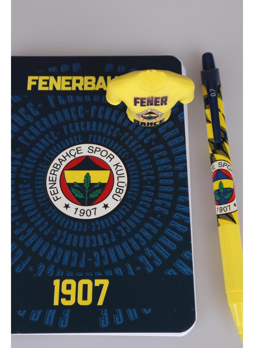 Fenerbahçe - Licensed Notepad, Pen 0.7 mm and Jersey Design Eraser Set - Image 1