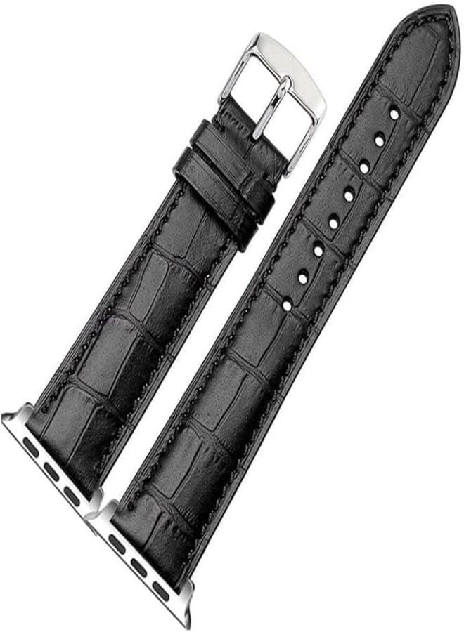 O Ozone O Ozone Leather Strap for Apple Watch Band Series Ultra | SE | 8 | 7 | 6 | 5 | 4 | 3 | 2 | 1 Premium Leather Replacement Smartwatch Wristband Strap for Apple Watch 42mm 44mm 45mm 49mm Men Women -Black