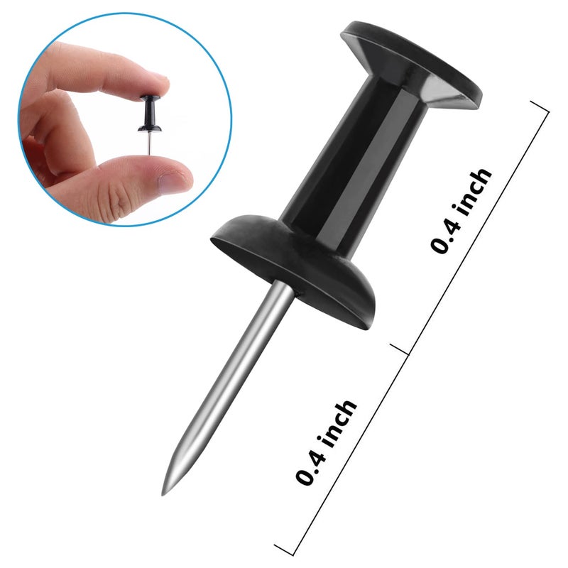 Yalis Push Pins 100-count Black Thumb Tacks Standard Dark Pushpins Steel Point and Plastic Head - Image 3