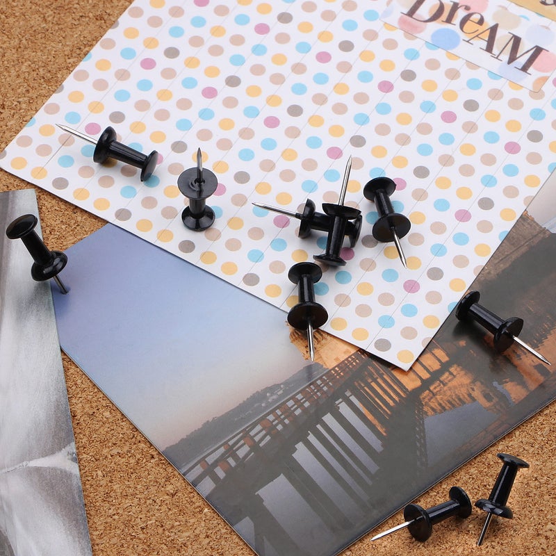 Yalis Push Pins 100-count Black Thumb Tacks Standard Dark Pushpins Steel Point and Plastic Head - Image 5