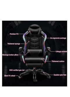 Gaming Chair LED Light Racing ChairE rgonomic Office Massage Chair Lumbar Support and Adjustable Back Bench Bluetooth Speaker - pzsku/Z1E88CBB7D97D3CE780DFZ/45/_/1738070885/2477f3bc-b735-4dbb-8e20-53158151d1da