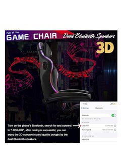 Gaming Chair LED Light Racing ChairE rgonomic Office Massage Chair Lumbar Support and Adjustable Back Bench Bluetooth Speaker - pzsku/Z1E88CBB7D97D3CE780DFZ/45/_/1738070893/0a6f39ed-773e-4389-bf94-b19c27dfcc89