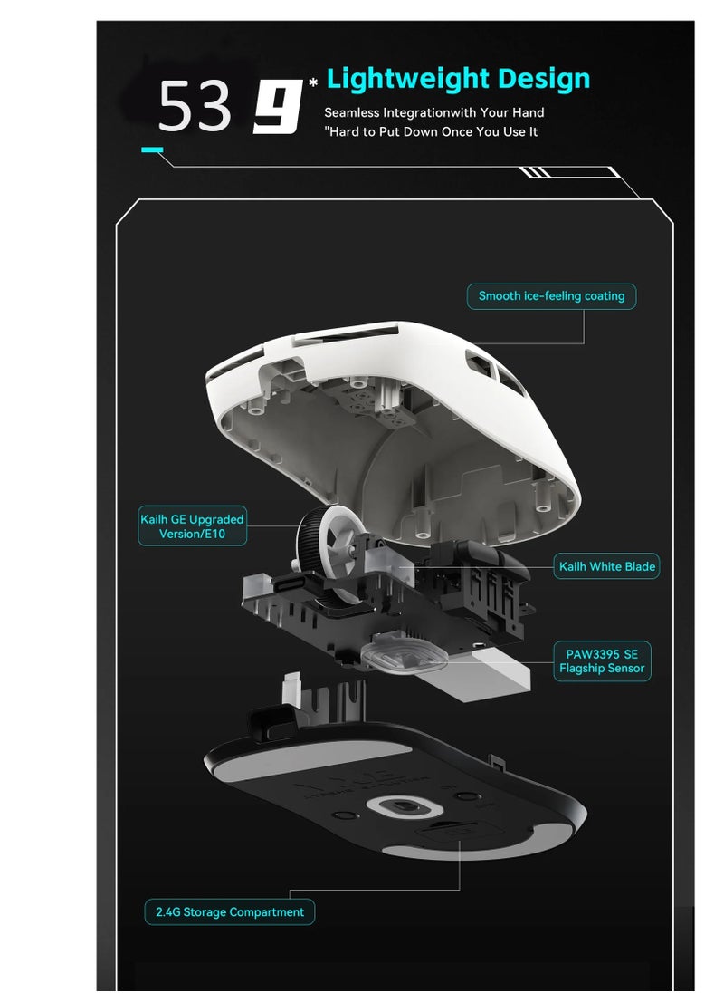 ATK VXE Dragonfly R1 Mouse Triple Mode Wireless Gaming Mouse Quick Chargeable Gamer Paw3395SE  Lightweight Ergonomic Wireless Low Latency Fps Gaming Mouse Gift nearlink  - Image 5