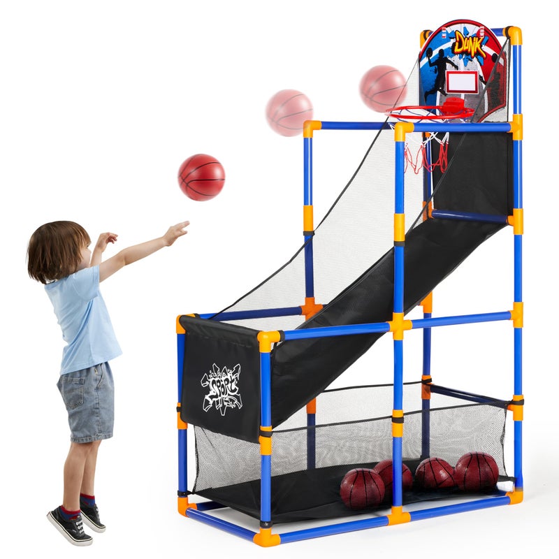JOYIN Arcade Basketball Game Set with 4 Balls and Hoop for Kids 3 to 12 Years Old Indoor Outdoor Sport Play Easy Set Up Air Pump Included Ideal for Competition - Image 2