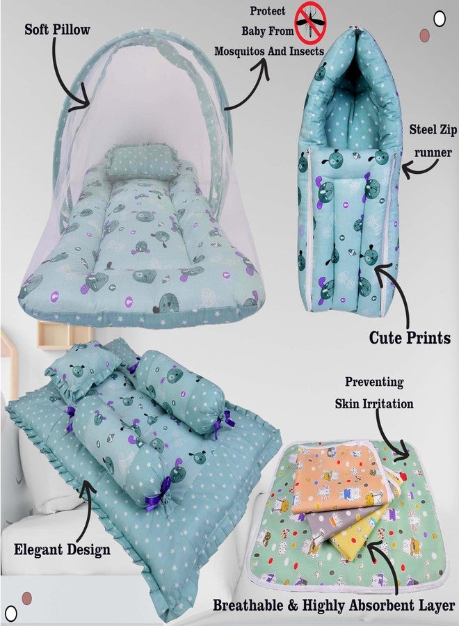 Kwitchy طقم مفروشات سرير الأطفال القطنية الكاملة من Kwitchy (4 قطع) (من 0 إلى 6 أشهر، أخضر) - Image 2