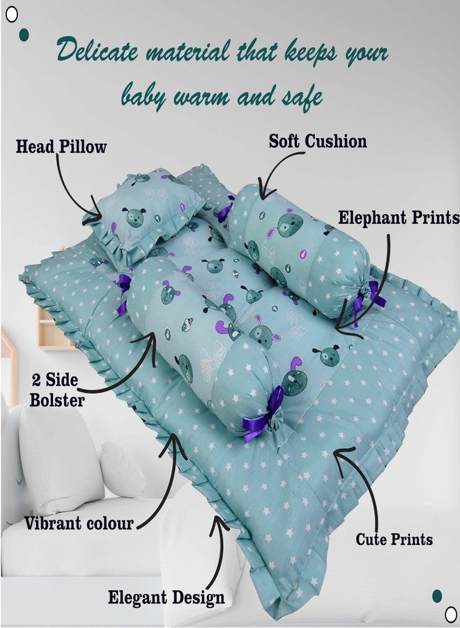 Kwitchy طقم مفروشات سرير الأطفال القطنية الكاملة من Kwitchy (4 قطع) (من 0 إلى 6 أشهر، أخضر) - Image 5