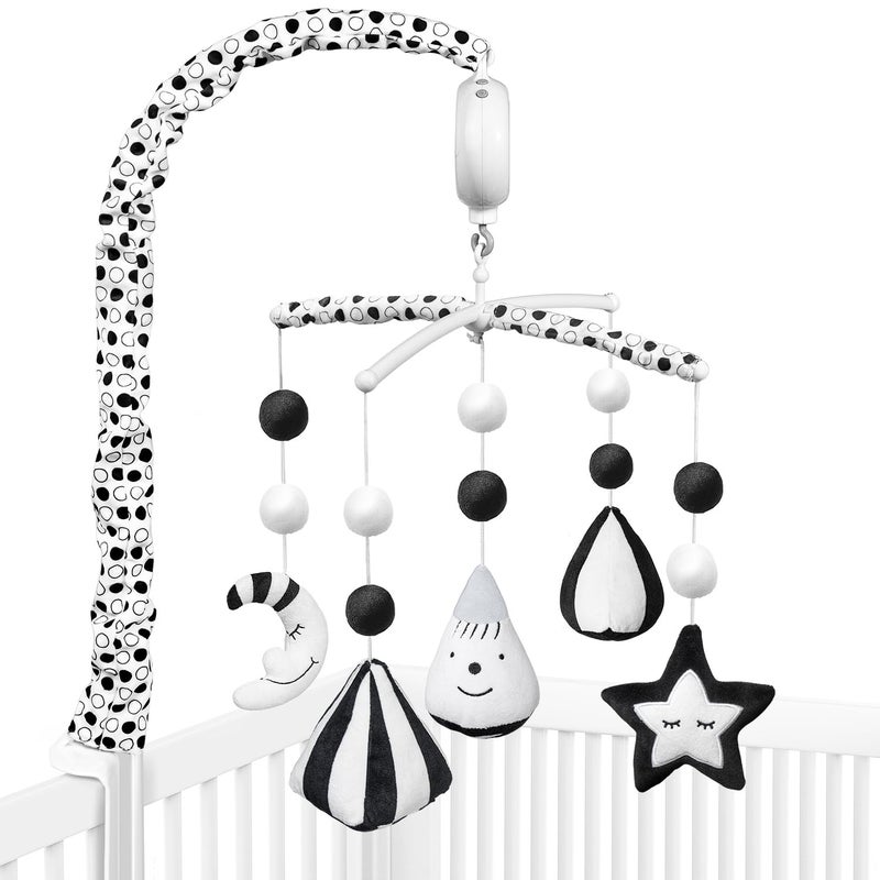 FEISIKE Baby Crib Mobile Crib Toys Hanging with 35 Lullabies 3 Modes Digital Musical BoxTurn Only Music Only Turn  Music Newborn Baby Toys BlackWhite for Boys and Grils - Image 1