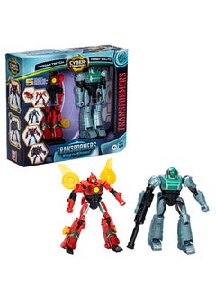 Transformers EarthSpark Cyber-Combiner Terran Twitch and Robby Malto Robot Action Figures, Interactive Toys for Boys and Girls Ages 6 and Up