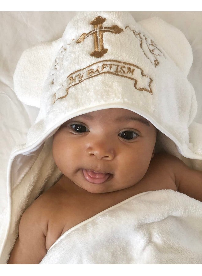 ESTAMICO Unisex Baby Plush Hooded Bath Towels with Embroidery Cross and Cute Ears Baptism for Infants, Toddlers & Kids - Image 3