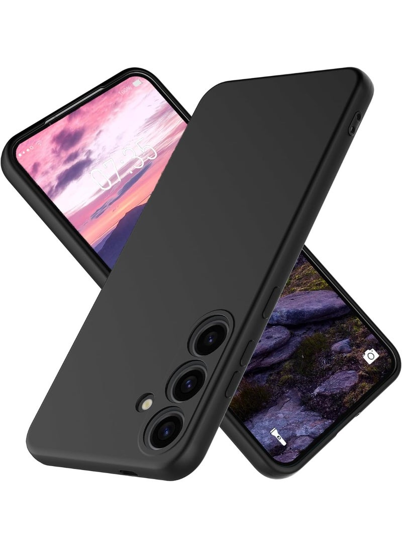 جراب سيليكون لهاتف سامسونج جالاكسي S25، مصنوع من سيليكون سائل ناعم ونحيف مع بطانة من الألياف الدقيقة المقاومة للخدش، وغطاء لحماية الكاميرا، متوفر بألوان جذابة متنوعة، بما في ذلك (الأسود).