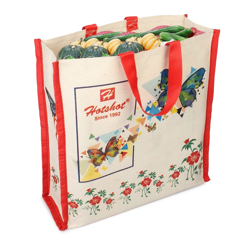 HOT SHOT Bags Reusable Medium Heavy Duty Waterproof Shopping Bags Kitchen Essentials/Grocery Bag/Vegetable Bag/Jhola/Carry Bag/Thela with Full Handles (Pack of 1) - Image 5