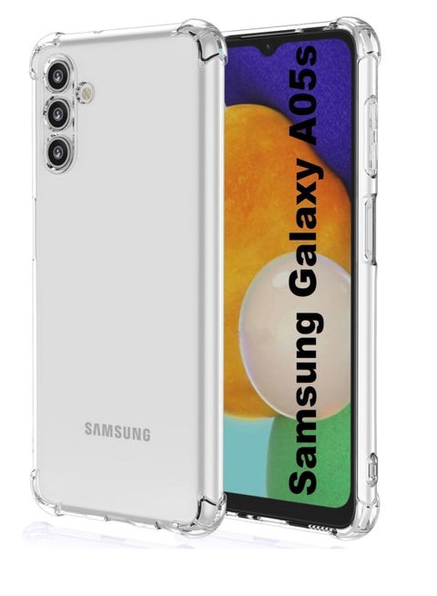 حافظة متوافقة مع هاتف سامسونج جالاكسي A05S، غطاء سيليكون شفاف مصنوع من مادة TPU غوريلا وواقي مضاد للصدمات وزوايا مقاومة للصدمات - شفاف