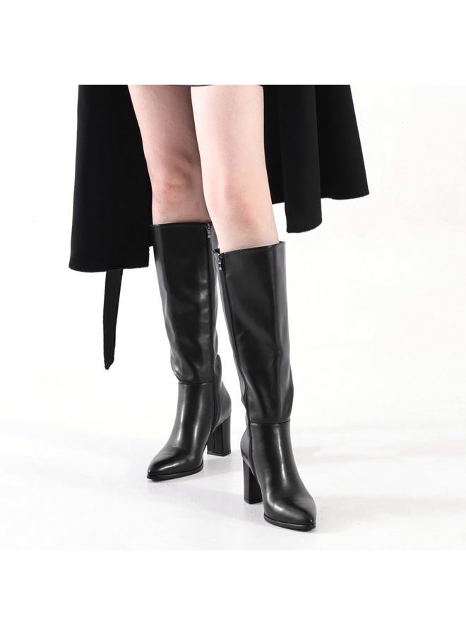Vipost 3.35-inch Pointed Toe Knee High Boots for Women, Chunky Block Heel Tall Boots for Women with Side Zipper, Long Fall Winter Boot 2025, Black, 7 Wide - Image 4