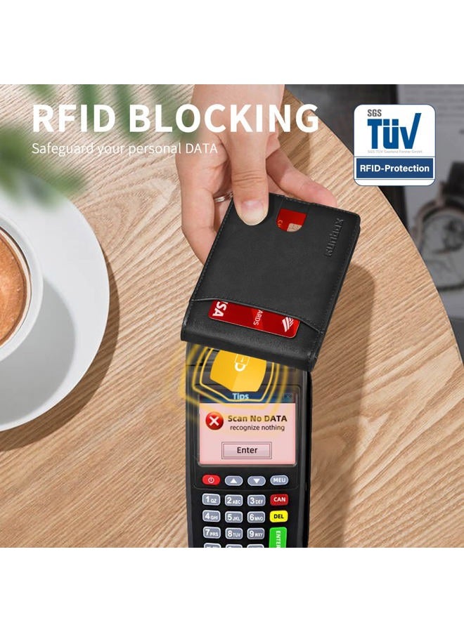 RUNBOX Wallet for Men Slim 11 Credit Card Holder Slots Leather RFID Blocking Small Thin Men's Wallet Bifold Minimalist Front Pocket Large Capacity Gift Box Black - Image 5