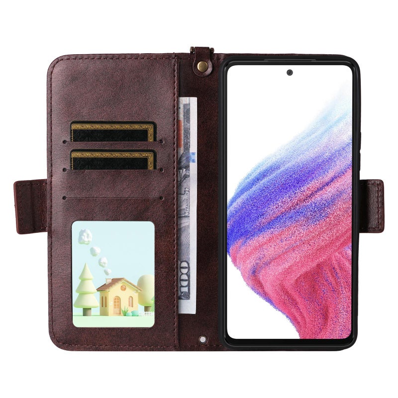 إيروريكس جراب هاتف من جلد البقر متعدد الفتحات لهاتف Samsung Galaxy A53 5G (بني) - Image 4