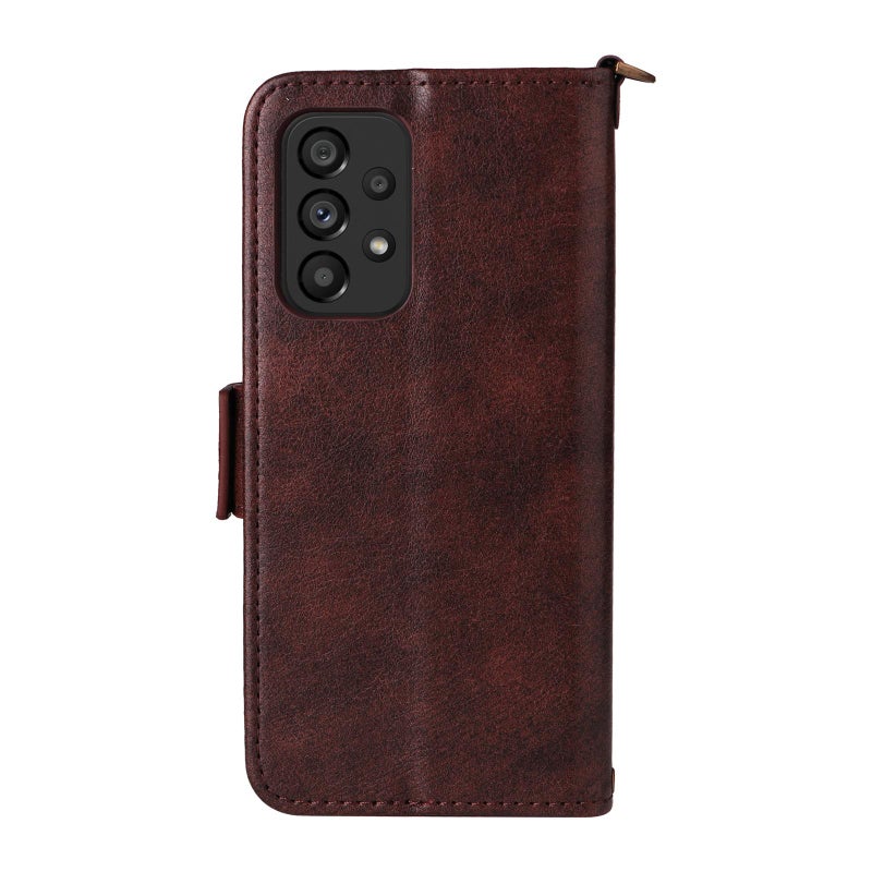 إيروريكس جراب هاتف من جلد البقر متعدد الفتحات لهاتف Samsung Galaxy A53 5G (بني) - Image 3