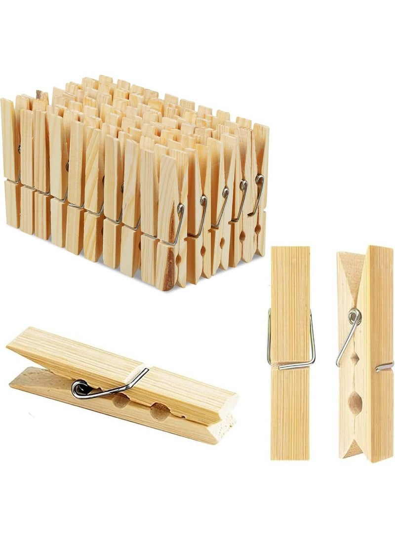 Bamboo Clothespins,[50 Pieces 6cm x 1.2cm] Bamboo Pegs Clothes Pegs Wood urable Hanging Clips for Home Clothes Windproof Supplies