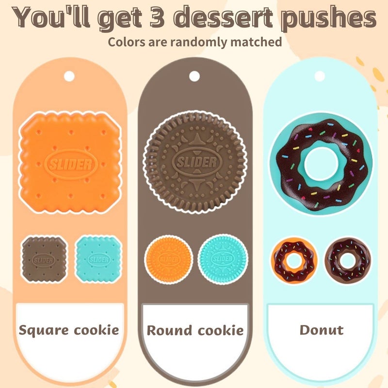 Yeefunjoy 3PCS Fidget Slider Toy, Dessert Fidget Slider EDC Adult Fidget Toys, ADHD Autism Sensory Toys, Anxiety Stress Relief Toys, Office Desk Toys, Gifts For Adults and Children - Image 2