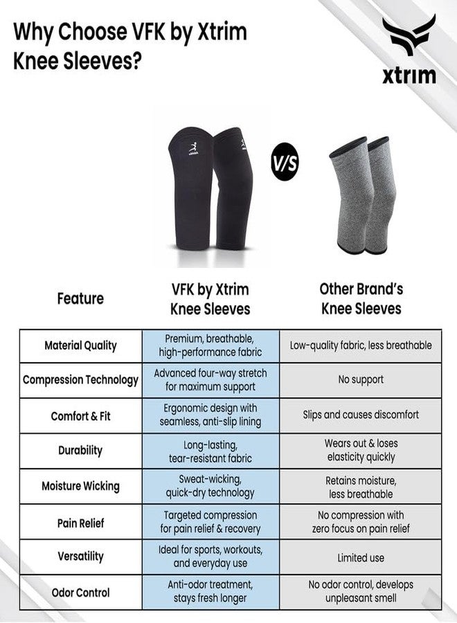 VIFITKIT VFK by Xtrim Knee Cap, Sleeves for Pain Relief, Sports & Exercise - Anatomically Fitted, Four-Way Stretchable Fabric, Designed for Men and Women (Black, Large) - Image 5