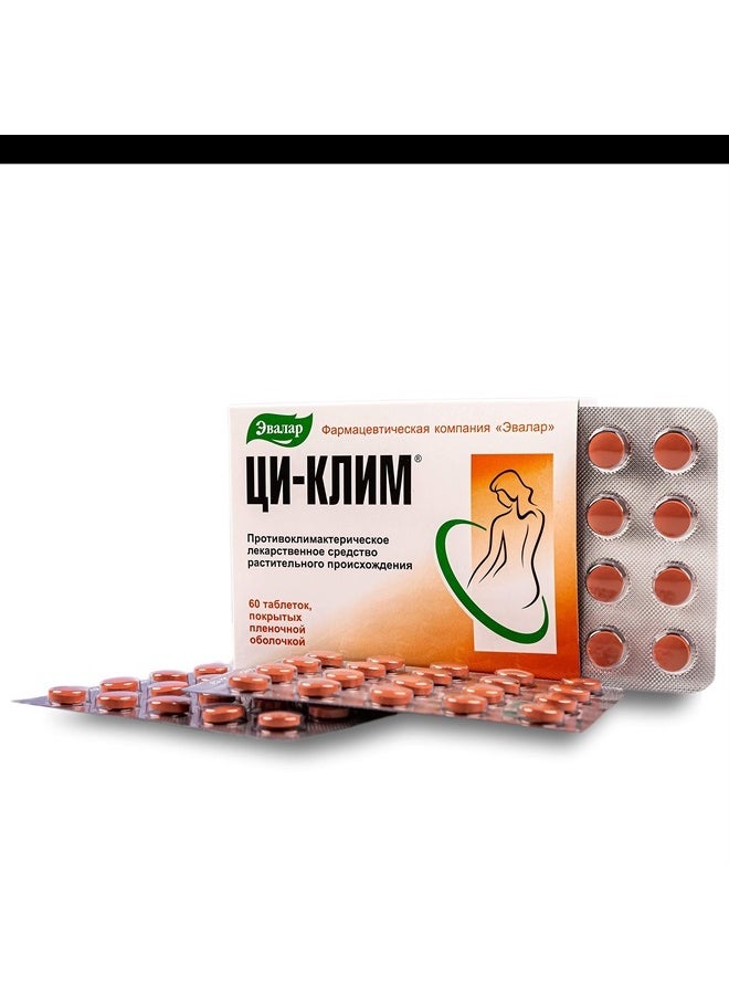 Evalar Black Cohosh Cimicifuga Herbal Extract Siberian Ci-Klim Vegan 60 Tabs  - Image 2