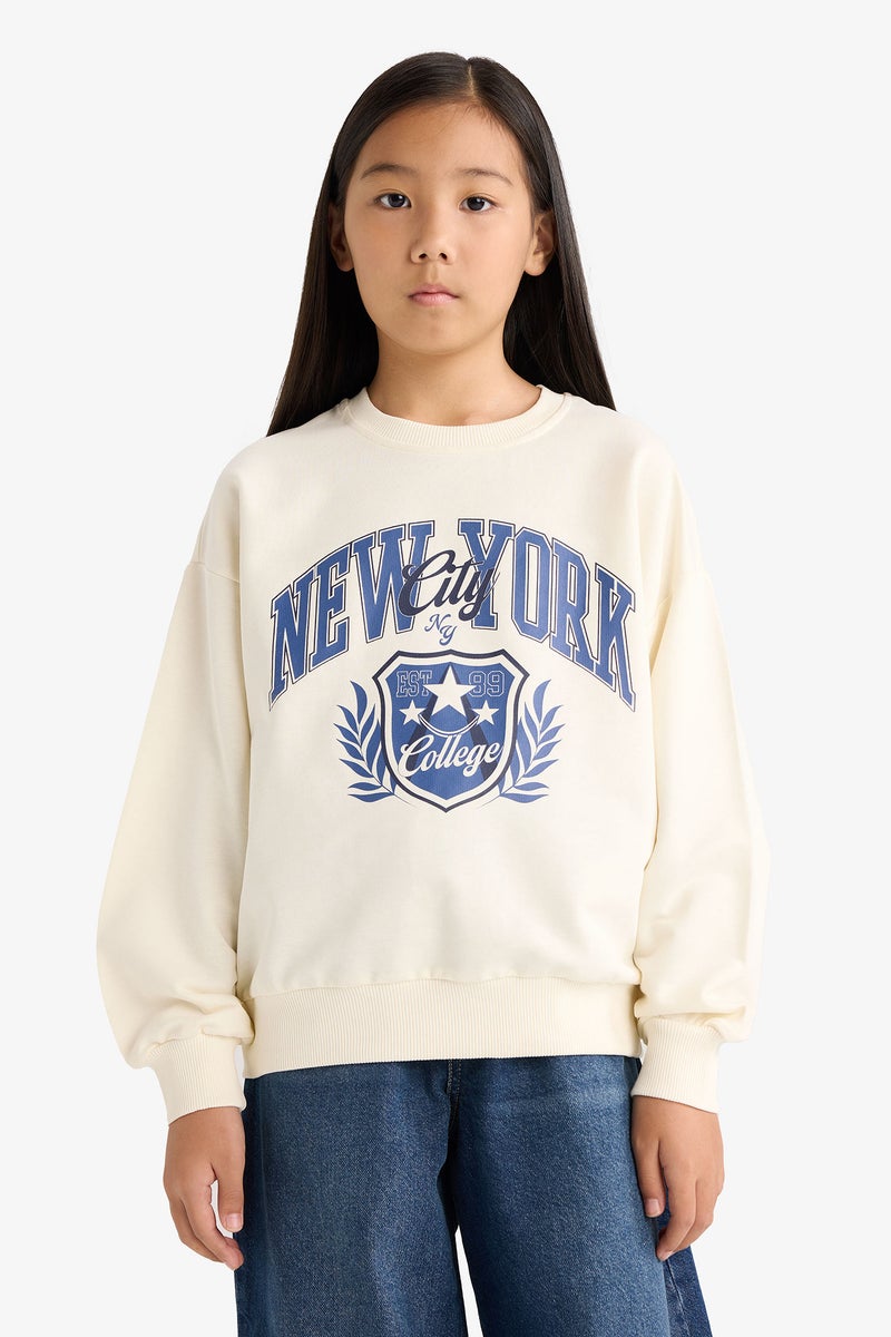 ديفاكتو سويت شيرت بناتي قصة مريحة مطبوع - Image 3