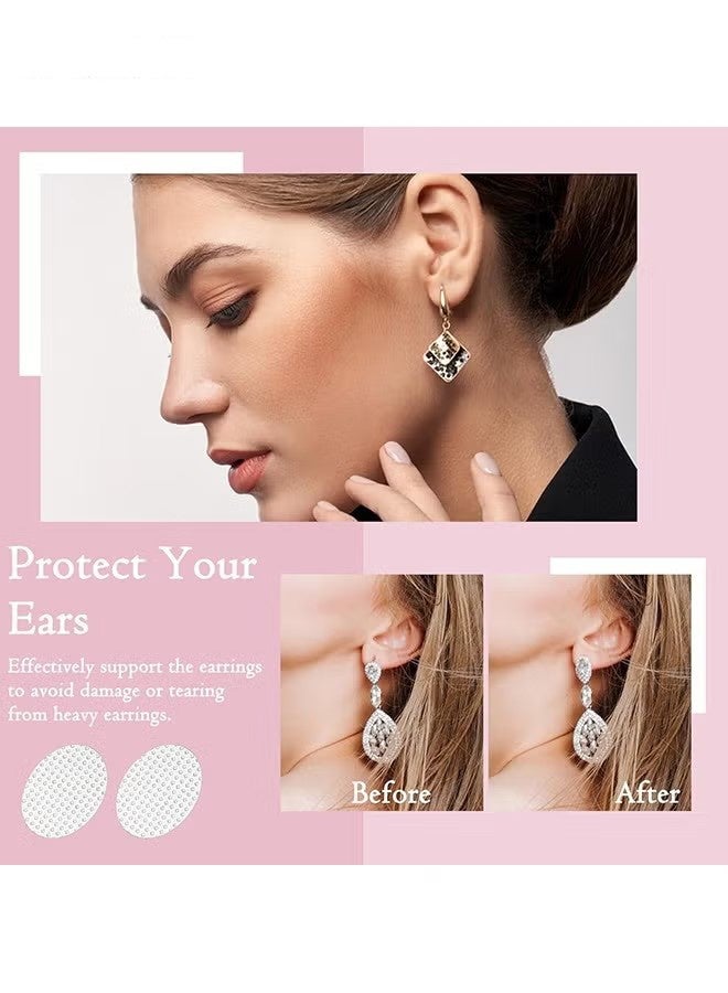 Happy D 200 Pcs Ear Lobe Support Patches, Earring Stickers for Heavy Earrings, Stabilizers Large Earrings Support Patches Earring Lift Patches for Prevent Long Time Ear Stretch and Sagging - Image 3