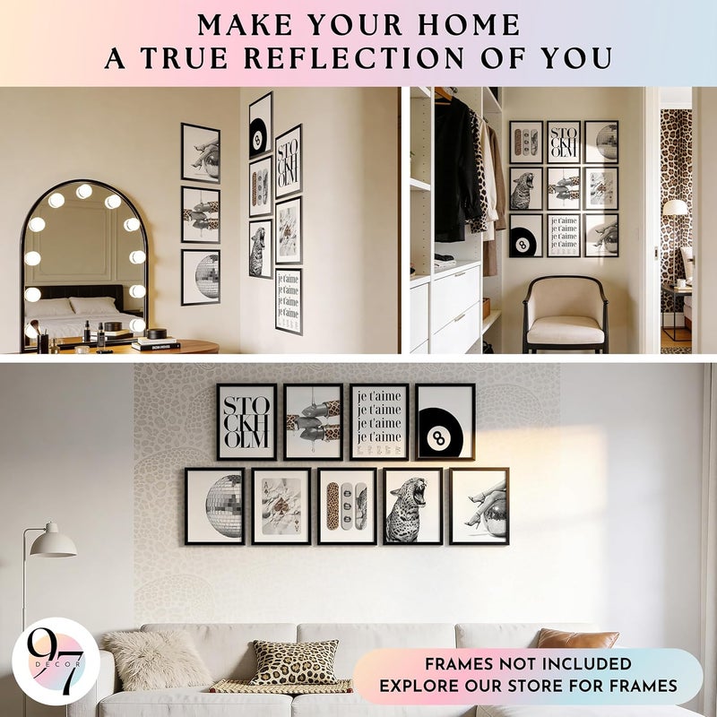 97 Decor 97 ديكور 9 قطع فن حائط نمر أنيق - صور فهد لديكور الحائط في غرفة النوم، بوسترات ستوكهولم لجمال الغرفة، طباعات فنية عصرية لديكور غرفة نوم الفتيات الجامعيات (8×10 بدون إطار) - Image 4