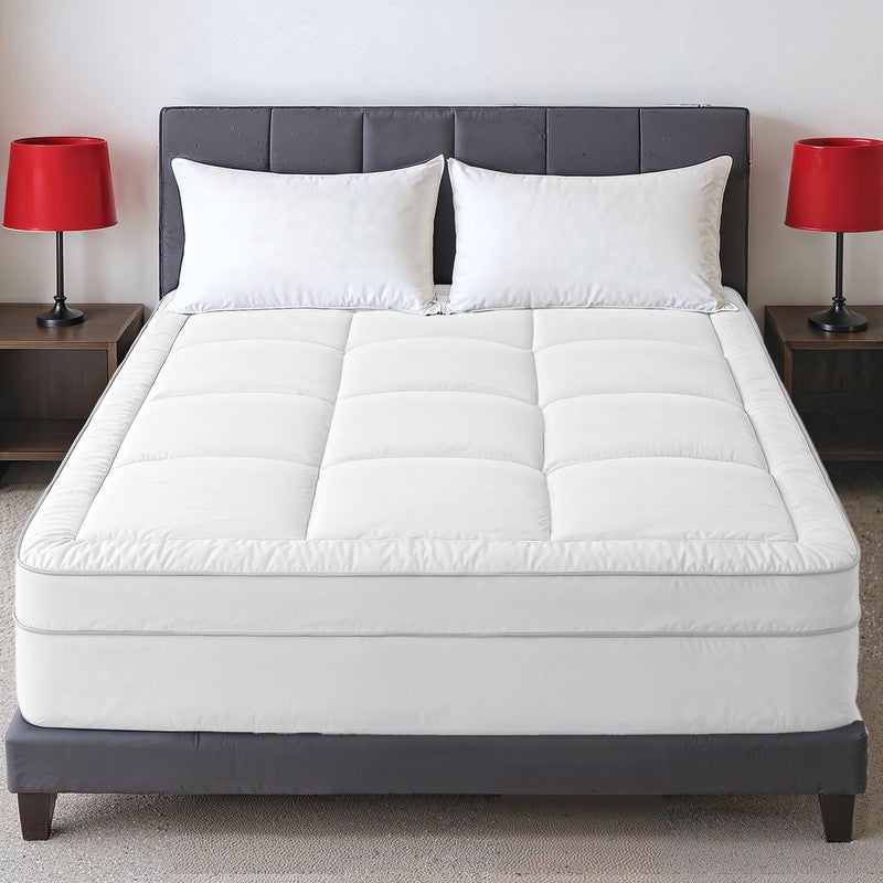Hotel Linen Klub Mattress Topper – Extra-Thick 9Cm/800 Gsm Microfiber Pillow Top, Fitted Style, 120 X 200Cm, White – Plush Cushioning For Back Pain Relief, Deep Pocket 25–30Cm With All-Around Elastic, Soft & Durable - Image 1