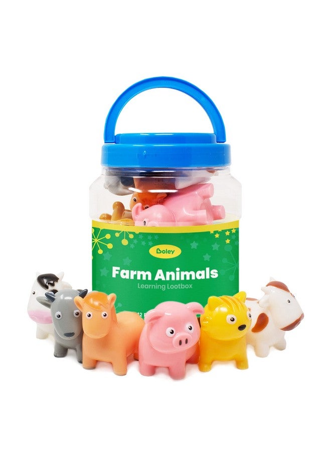 BOLEY Boley Farm Animals Bath Toys Bucket - Includes 12 Colorful Fun Free Bathtub Toys & Pool Toys for Kids & Toddlers Ages 2 and Up! - Image 1