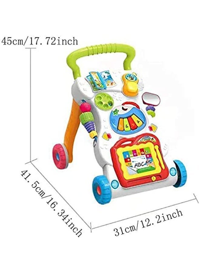 REZZOSS 2-in-1 Baby Sit-to-Stand Learning Music Walker Trolley – Multifunctional Push & Pull Learning Toy with Magnetic Drawing Board & Piano | Activity Center for Toddlers | Best Birthday & Eid Gift for 6m+ Boys & Girls - Image 4