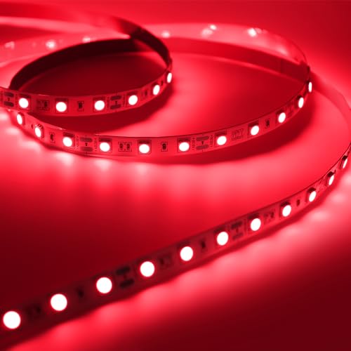 iNextStation LED Strip Lights Red 12V LED Light 16.4ft/5m Flexible LED Strip Lights Cuttable 300 LEDs 5050 Tape Lights for Bedroom, Kitchen, Cabinet, Mirror (No Plug) - Image 5