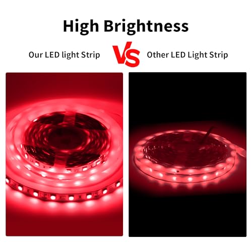 iNextStation LED Strip Lights Red 12V LED Light 16.4ft/5m Flexible LED Strip Lights Cuttable 300 LEDs 5050 Tape Lights for Bedroom, Kitchen, Cabinet, Mirror (No Plug) - Image 3