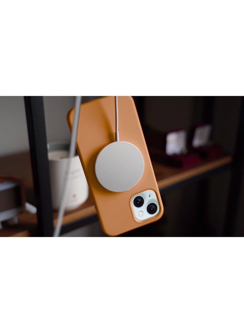 دبليو تيك غطاء حماية من السيليكون السائل الناعم مع MagSafe لهاتف أبل آيفون 15 بلس 2023 برتقالي - Image 5