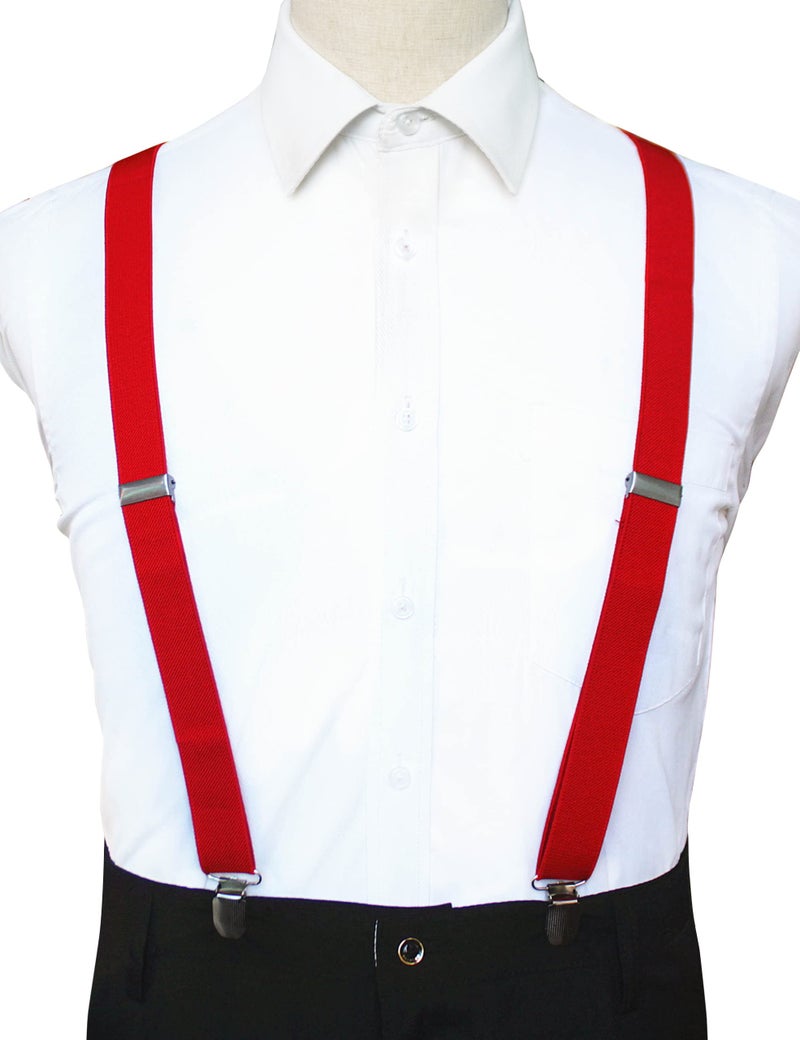 JEMYGINS Red Mens Suspender with 3 Strong Clips Adjustable Braces(1) - Image 3