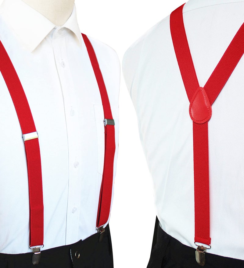 JEMYGINS Red Mens Suspender with 3 Strong Clips Adjustable Braces(1) - Image 2