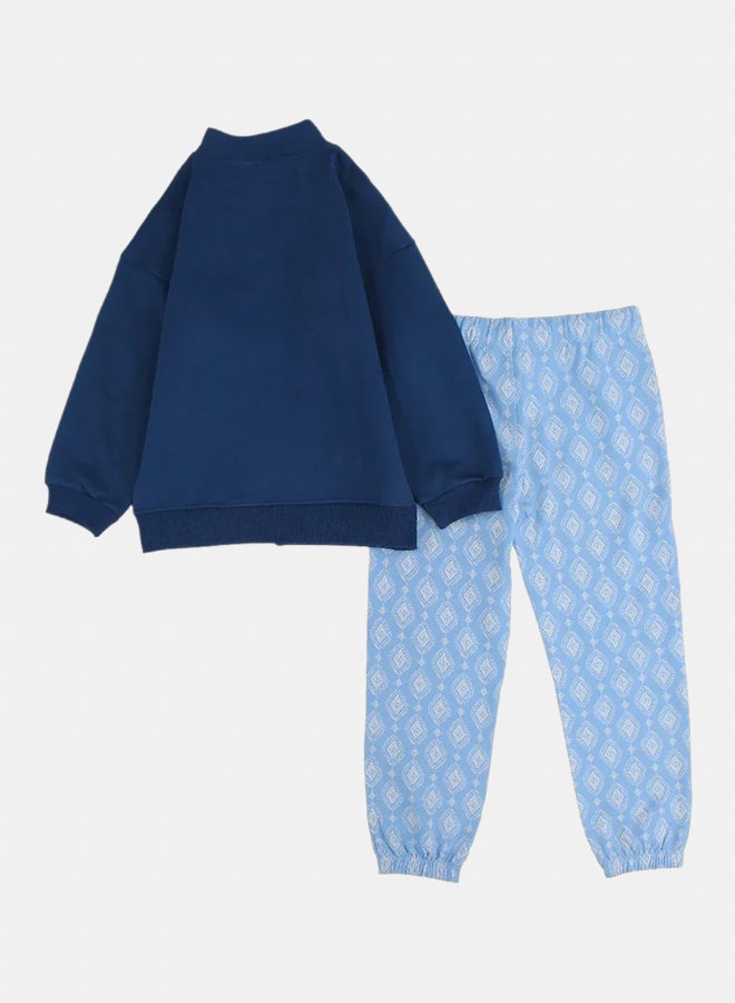 جونيور طقم بيجامة بناتي قطن كحلي بتصميم “Boho Girl” العصري - Image 2