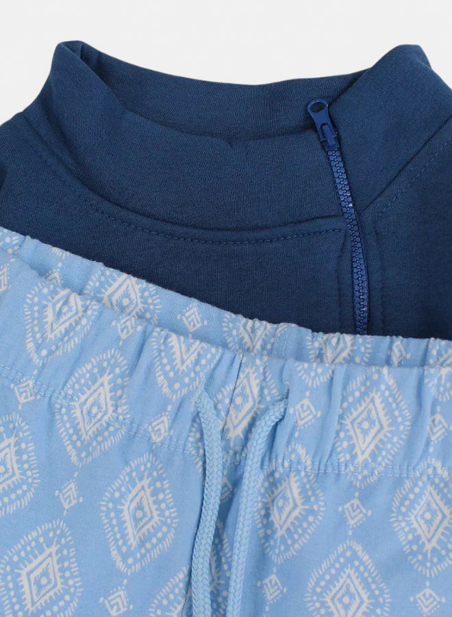 جونيور طقم بيجامة بناتي قطن كحلي بتصميم “Boho Girl” العصري - Image 3