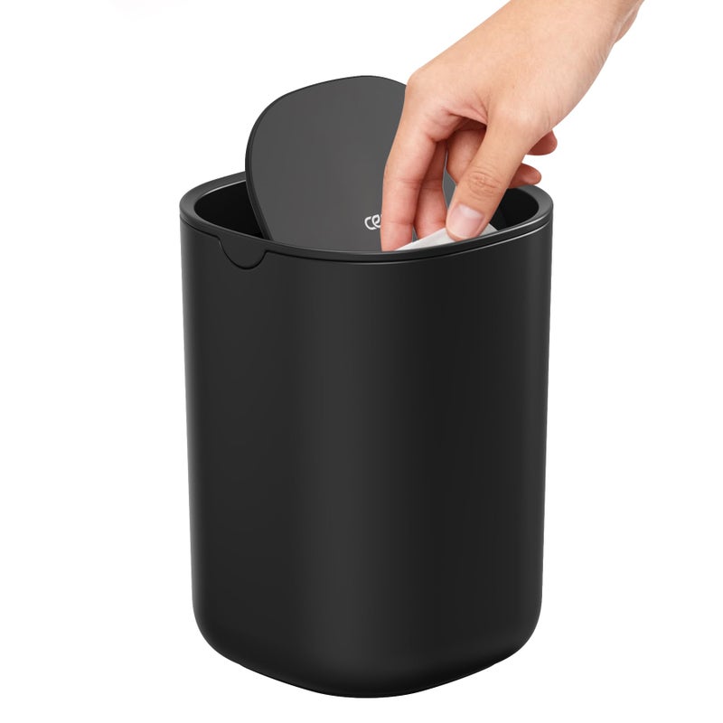 Cesun Mini Desktop Trash Can with Swing Lid, 0.4 Gallon Small Desk Trash Can, Countertop Wastebasket, Modern Tiny Tabletop Bin for Home Office, Makeup Area, or Car Interior (Black) - Image 1