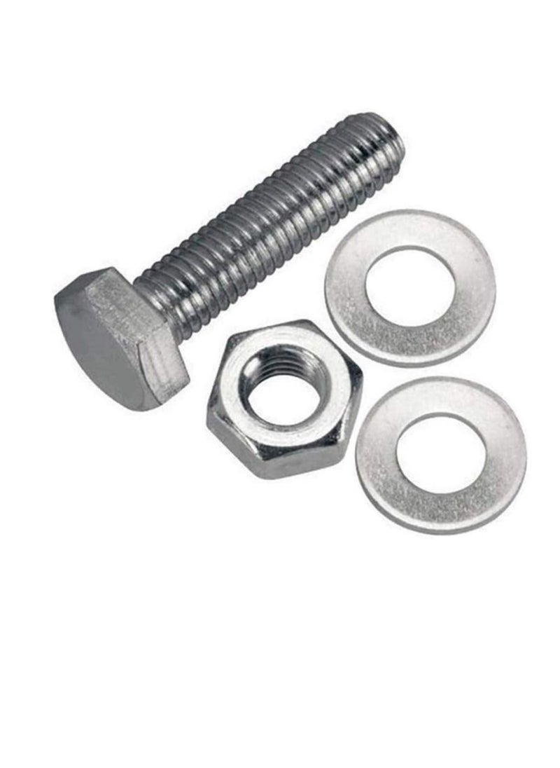 Generic 12 pcs Hex Head Screw Bolts Nuts & Washers Fully Thread GI Plain Finish Bolt Set. (6, 25MM)  - Image 1