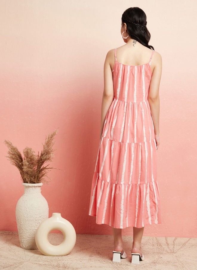 أيه كيه إس فستان نسائي - مخطط باللون الخوخي - Image 5